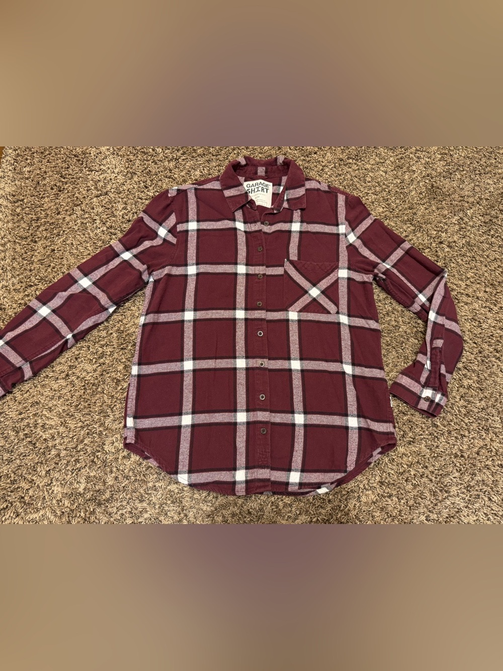 Garage Boyfriend Fit Burgundy Flannel